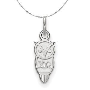 Sterling Silver Chi Omega XS (Tiny) Pendant Necklace - 24 Inch